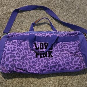 PINK Victoria's Secret Purple Leopard Travel Duffel Bag